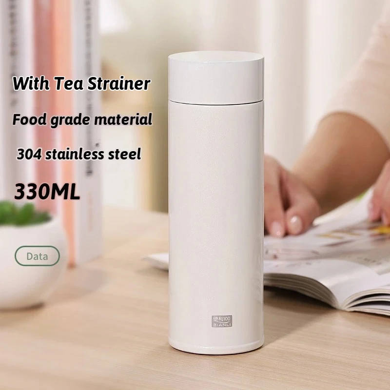 

Water Bottle 330ml Thermos With Tea Strainer 304 Stainless Steel Car Thermal Sports Cup Thermal Travel Mug Keeps Cold and Heat