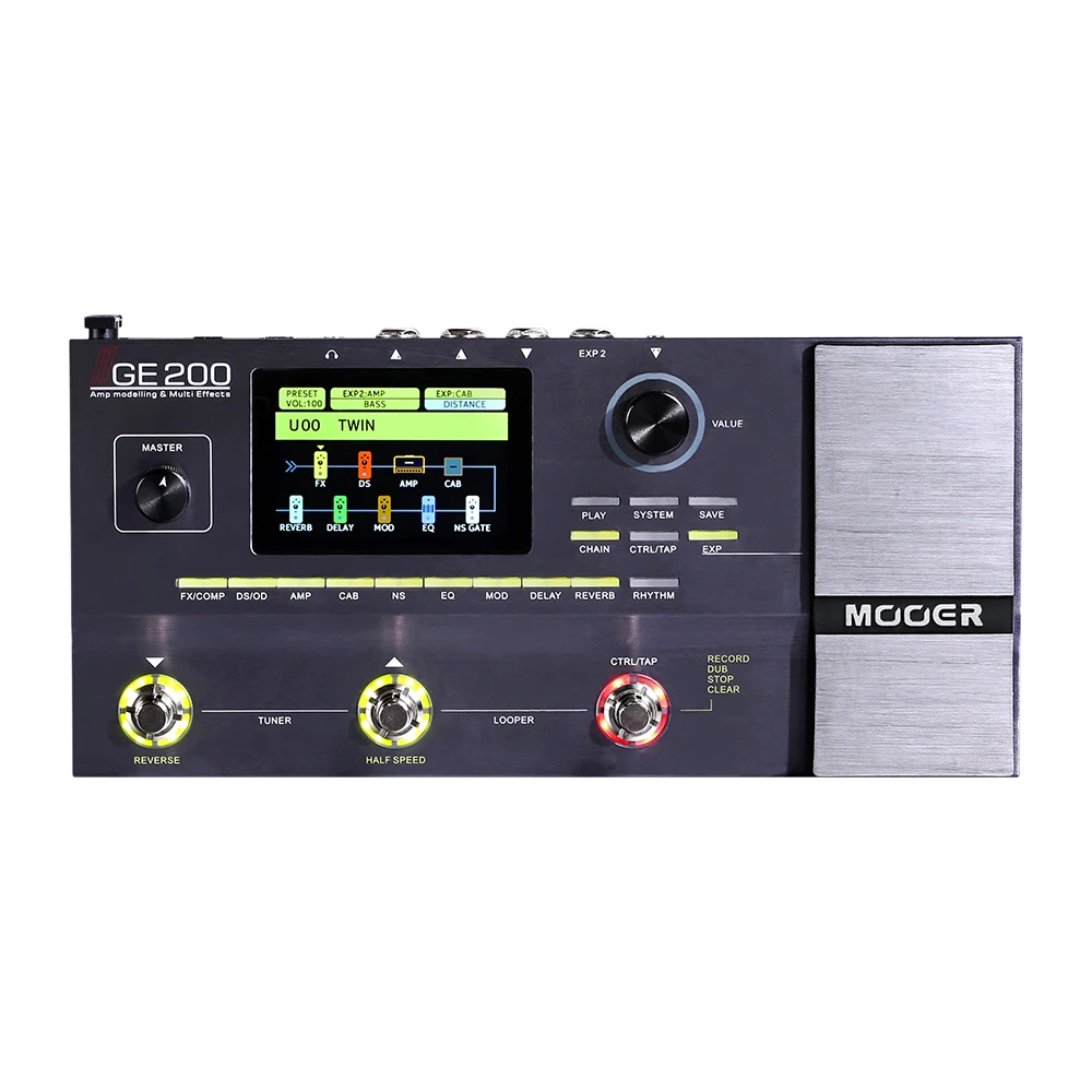 MOOER-GE150 Processador Multi-Efeitos, Looper Preamp, TAP TEMPO Drum Machine, Digital Tube AMP, Modelagem Effector, Guitarra