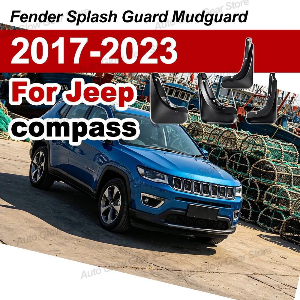 

4x Mud Flaps Mudflap Front Rear Fender For Jeep Compass 1.4T 2017 2018 2019 2020 2021 2022 2023 Anti-splash Mudguards Car Guard