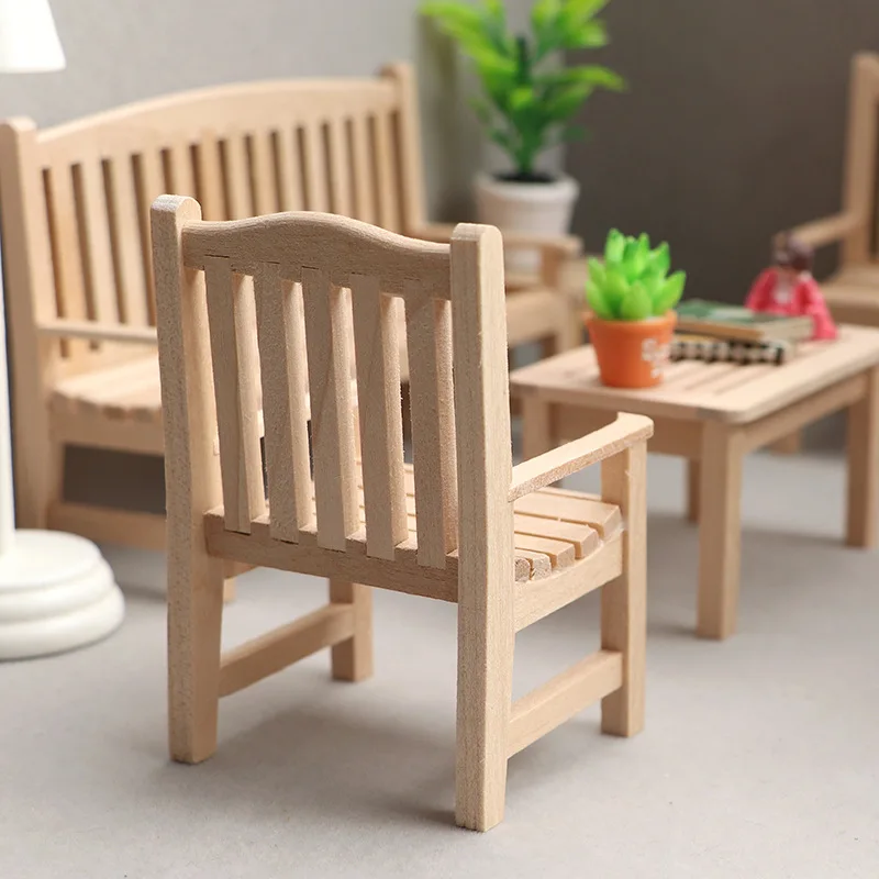 บ้านตุ๊กตาขนาด 1:12 |   เก้าอี้ไม้สำหรับสวนที่ยังไม่เสร็จ |   ชุดทำมือ DIY ที่นั่งสนามเปล่าสำหรับบ้านตุ๊กตา ฉากจิ๋ว - De