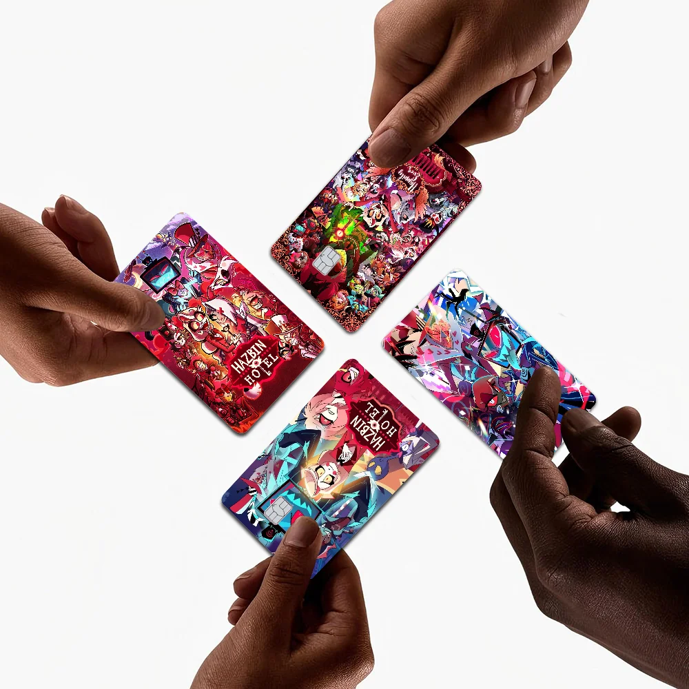 H-Hazbin Amine Hotels Cartoon Anime Young Creidt Card بطاقة الخصم ملصق فيلم الشريط الأمامي لشريحة كبيرة صغيرة بدون رقاقة