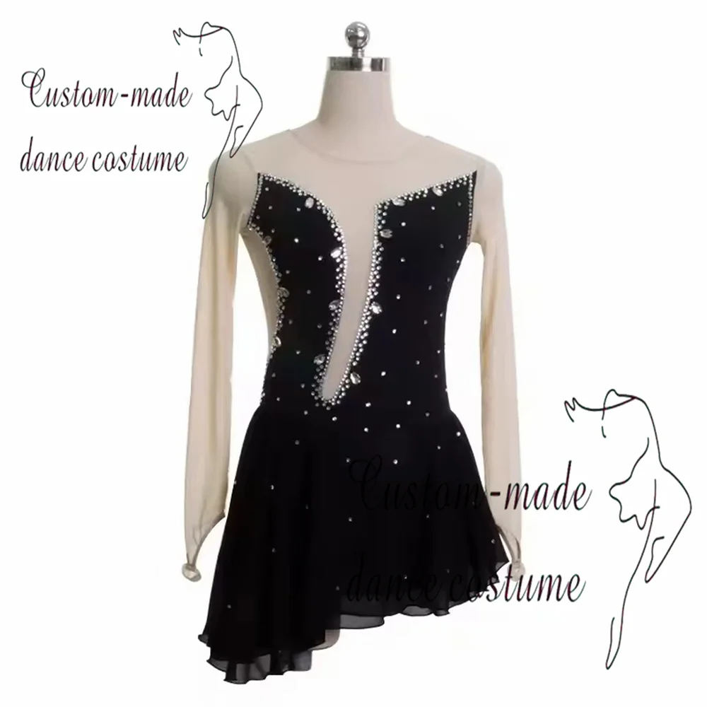 Custom adult and children's figure skating costumes made of nylon mesh for performances