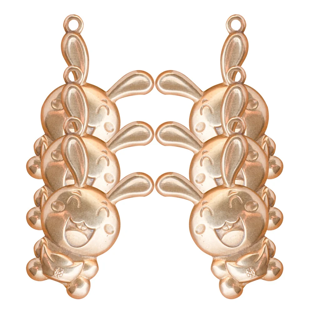 6 pezzi di piccolo ciondolo portachiavi coniglietto in ottone con ciondolo per gioielli fai da te che realizzano forniture artigianali decorazione da appendere con coniglio