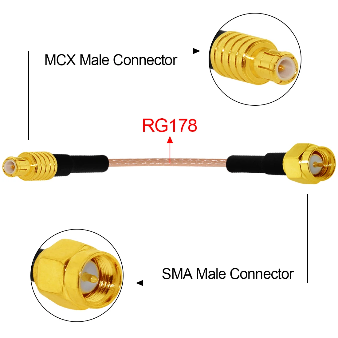 SMA Male Plug to MCX Male Straight RF Cable Adapter RG316 RG174 RG178 15cm 6inch NEW Wholesale for WIFI