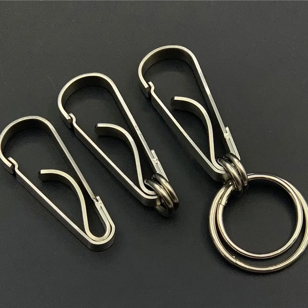 

Business Style Carabiner Key Clip Polishing Smooth Stainless Steel Men Key Rings Theft-resistant Anti-rust Car Key Chain