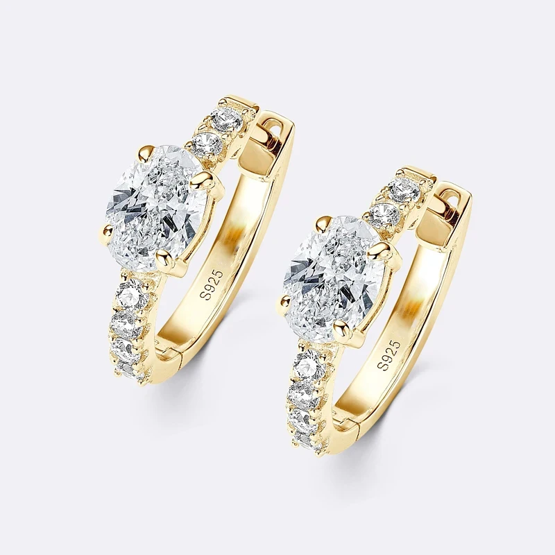 

JoyceJelly 925 Sterling Silver 1ct Oval Moissanite Earrings For Women Lab Created Diamond Jewelry Ear Hoops Elegant Lady Choice