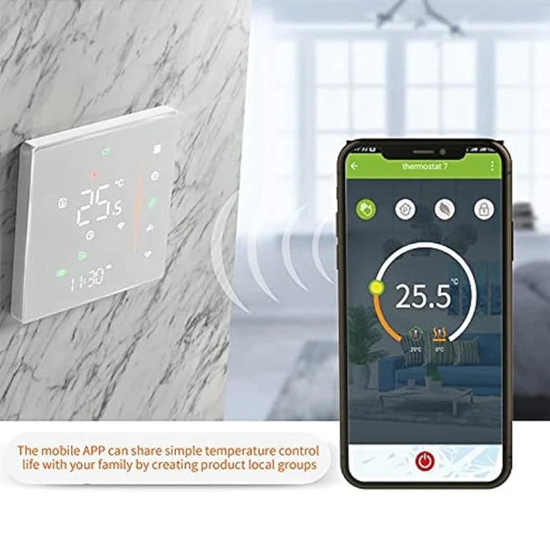 Thermostat intelligent Wifi, régulateur de température, Programmable hebdomadaire, prend en charge la commande tactile-3A, blanc, Durable, installation facile
