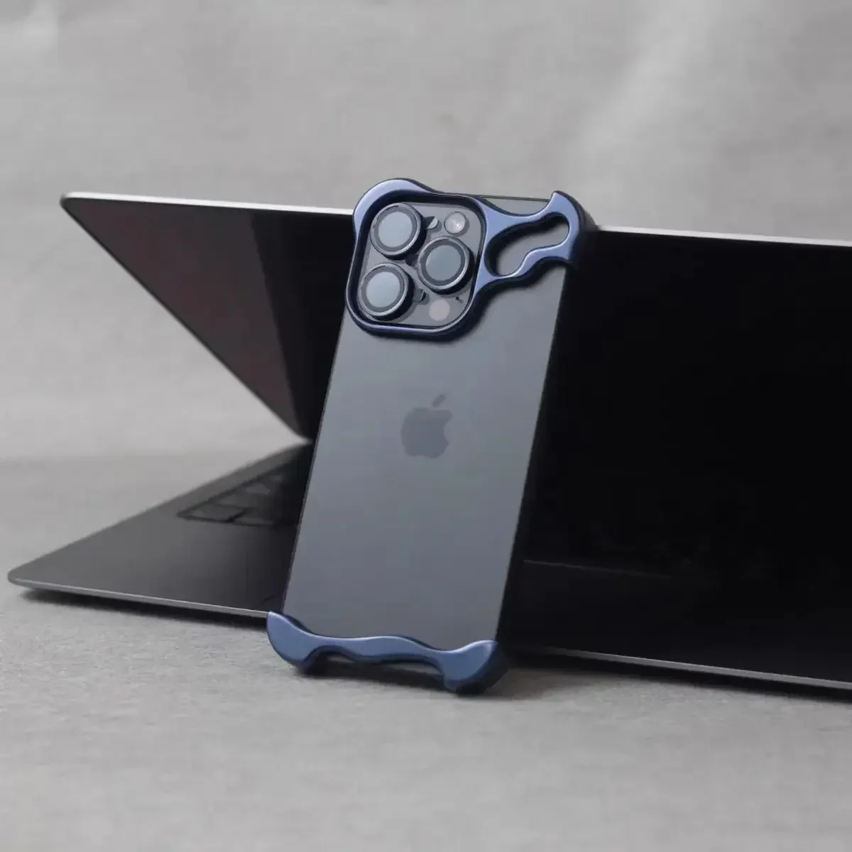 SAMULING Unregelmäßige Metall-Stoßfänger-Handyhülle für iPhone Air 17 16 15 14 13 Pro Max Plus mit Linsenschutzfolie, stoßfeste Abdeckung aus blankem Aluminium 3