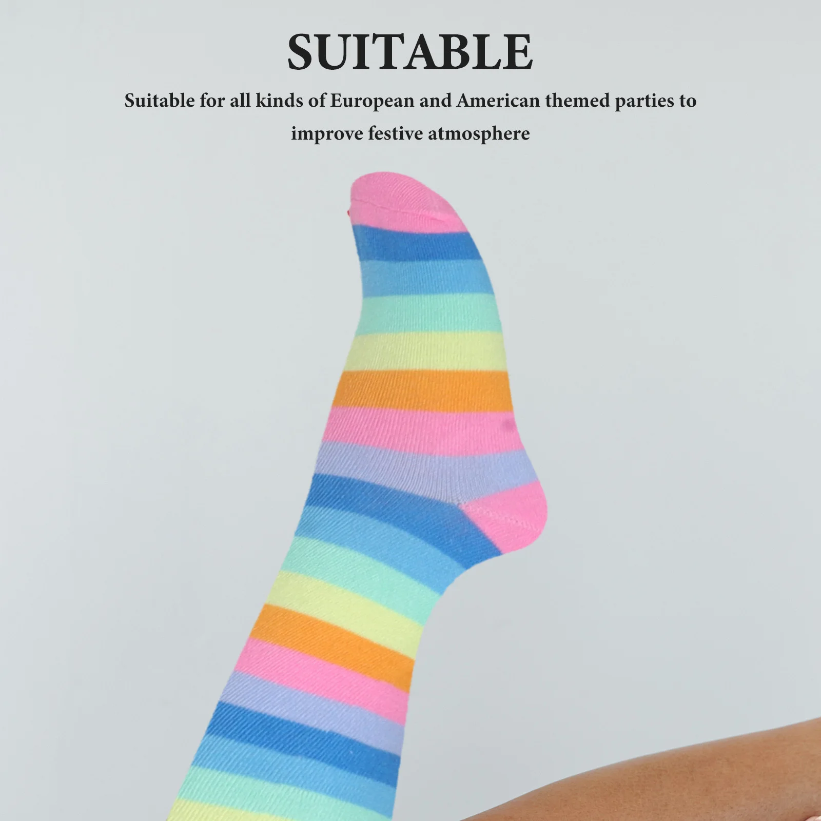 Set di calzini a righe e guanti senza dita accattivanti, perfetti per le donne e le ragazze, riunioni festive, miglioramento dei costumi