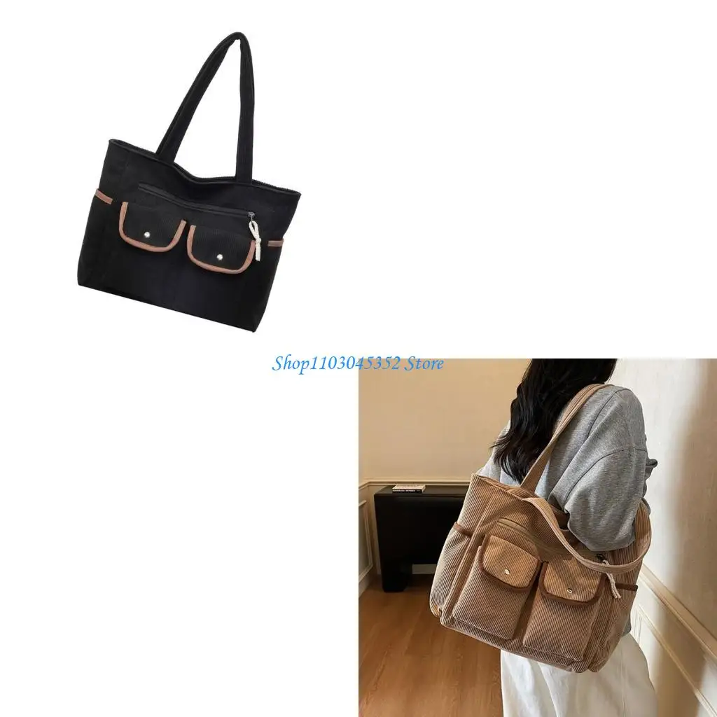 

Large Capacity Corduroy Handbag For Women Offering A Blend Of Korean Styles And Durability Suitable For Various Occasion