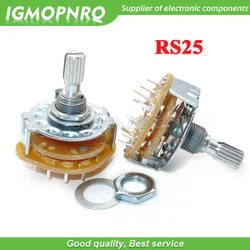 2PCS RS25 Band switch 2P4T 2P5T 2P6T 3P3T 3P4T 4P3T 1P11T Mount Rotary Switch Band Knob Switch IGMOPNRQ