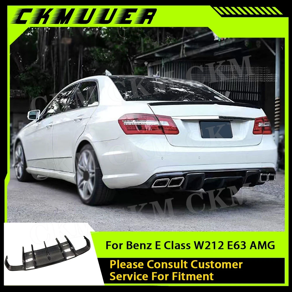 CKMUUER Carbon Fiber Rear Bumper Lip Spoiler For Benz E Class W212 E400 E500 E63 AMG Sport 2011 -2013 Rear Diffuser Trims view 2