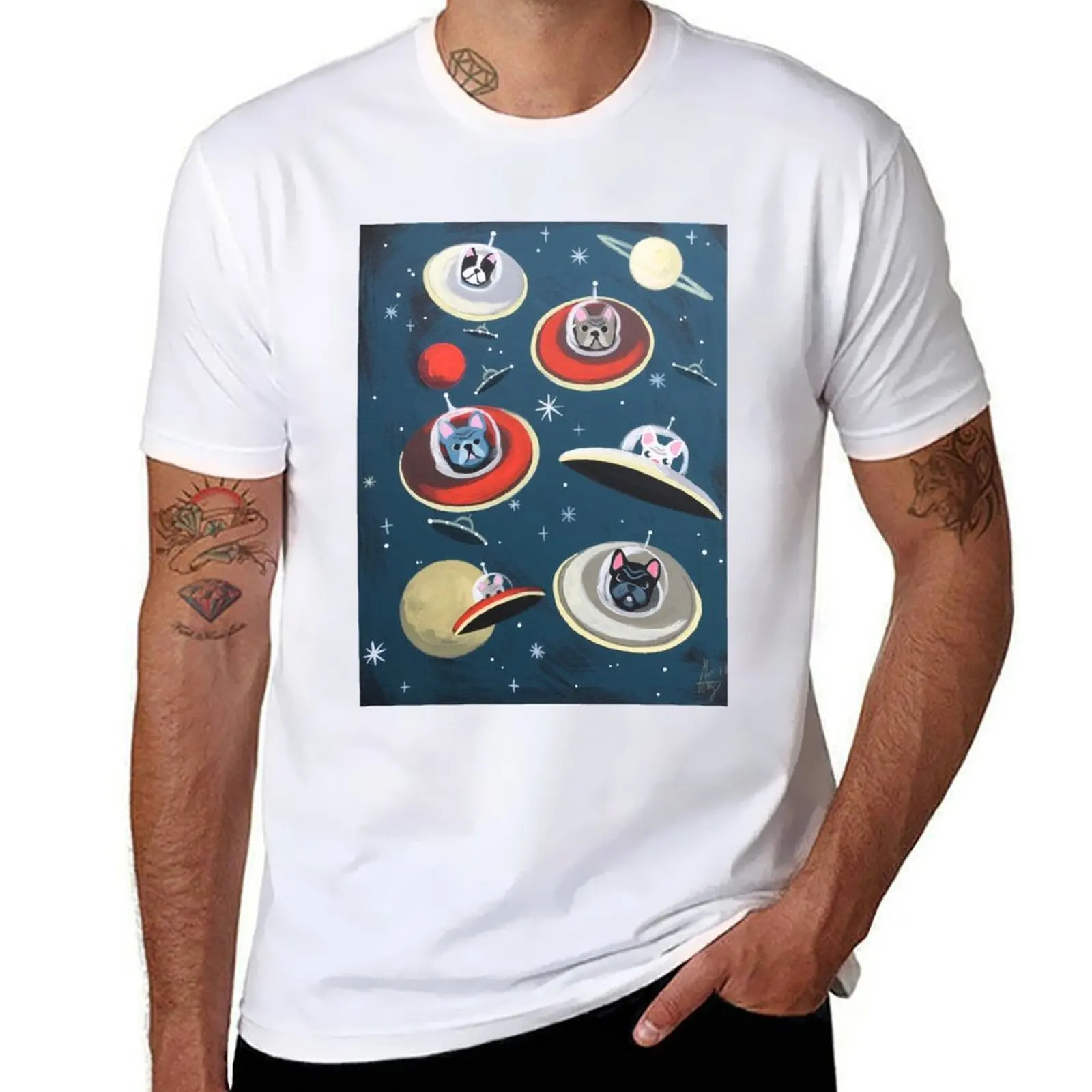 

Frenchies In SPAAAAAACE!!! T-Shirt t shirts for man pack cotton t shirt man casual T-Shirt