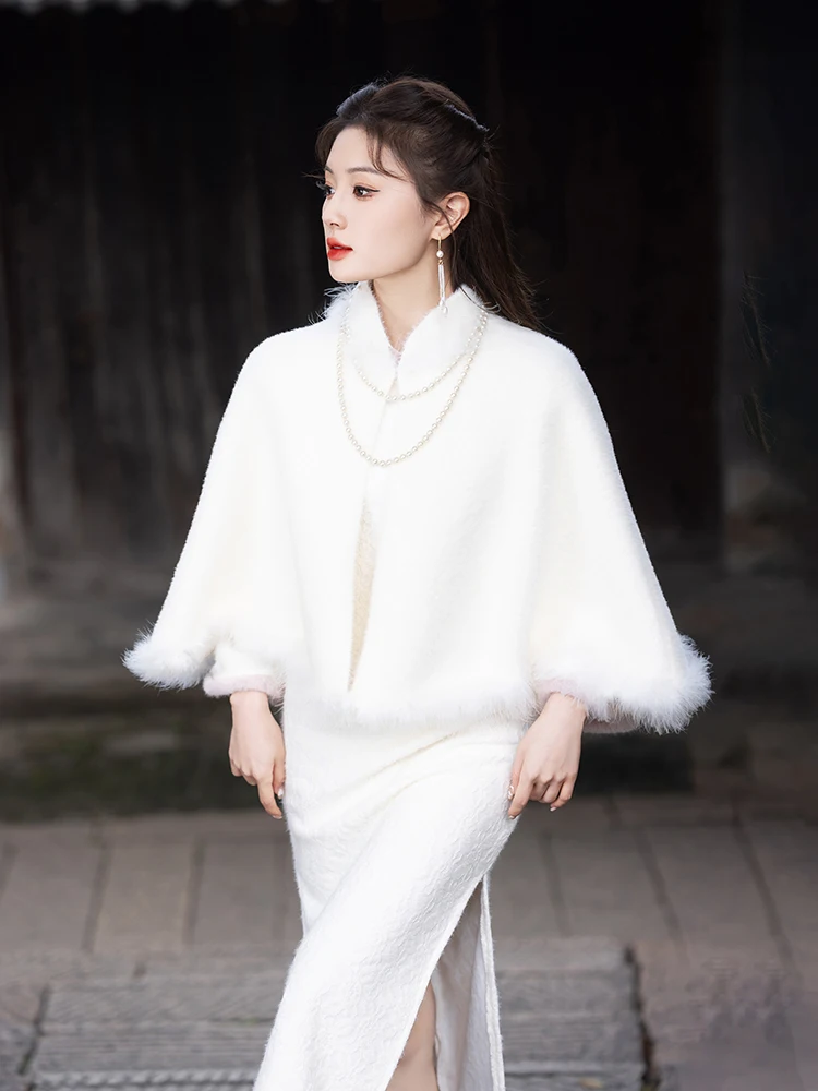 

Ting Yue Ling New 2026 Chinese Sle Outerwear awl Ele Long Coat Double Lapel Low Slit Warm Fce Inner