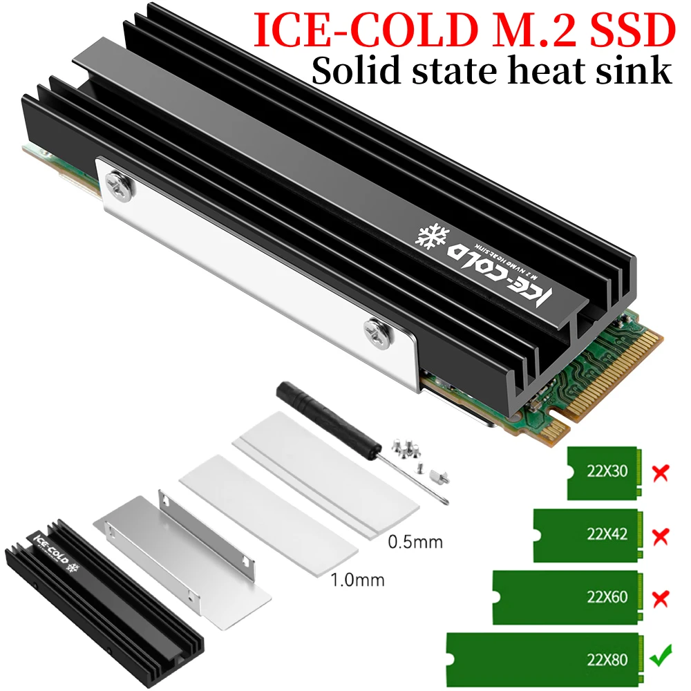 

M.2 NGFF NVME 2280 SSD-радиатор с силиконовой термопрокладкой, твердотельный накопитель, радиатор, SSD-кулер для PS5, настольный ПК
