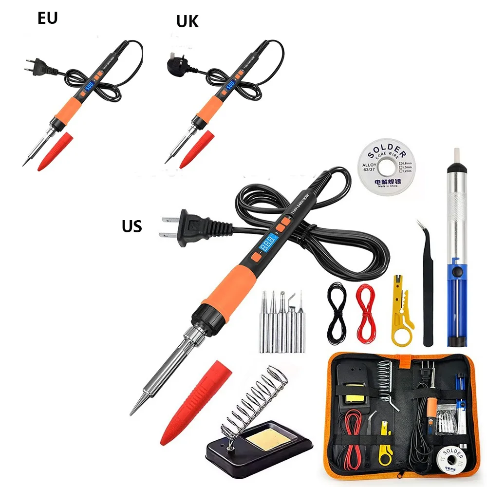 90W Electric Soldering Iron Welding Tool Kit Digital Display EU/US/UK Plug Soldering Iron Pen Fast Heat Up
