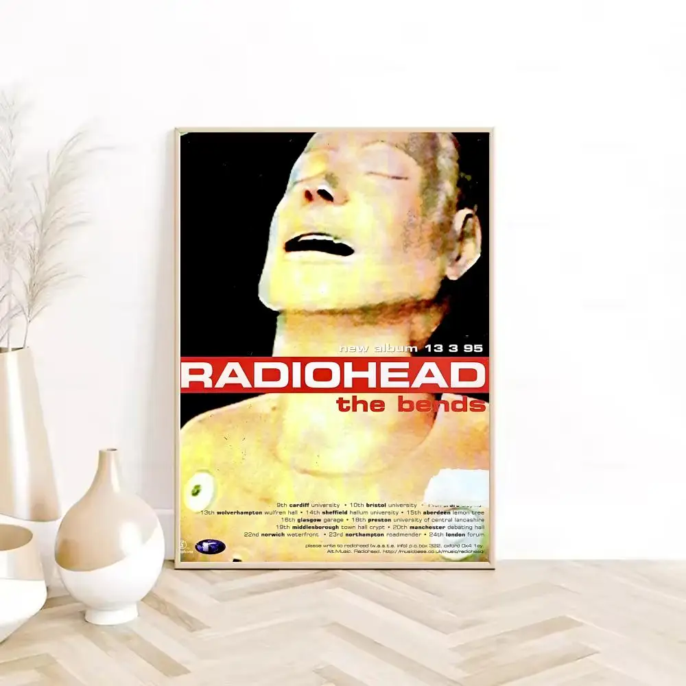 Rock Band Characters Radiohead Classic Vintage Poster Self-adhesive Art Waterproof Paper Sticker Coffee House Wall Decor - view 6