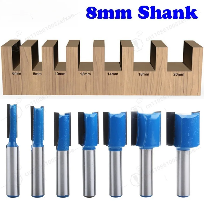 Woodworking Straight Bit Kit 7 9 Pieces, 8mm Shank Engraving Cutter, Complete Sizes for Carpenter Engraving Work DIY