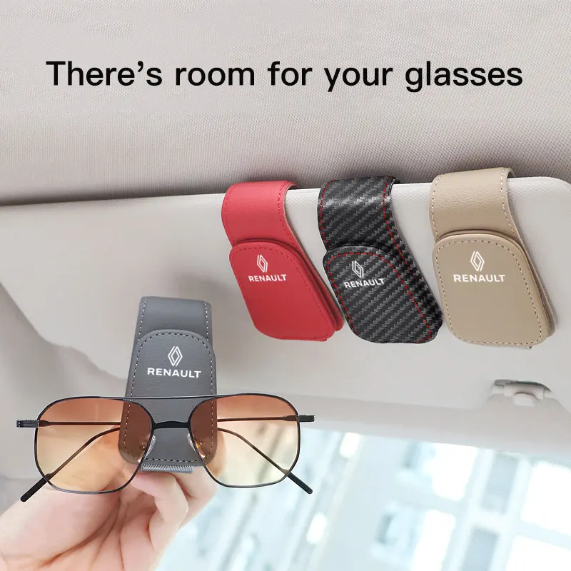 Car Leather Glasses Holder Accessory Tool For Renault Fluence Captur Megane Clio Kadjar Talisman Arkana RS Line Logan Kwid Zoe