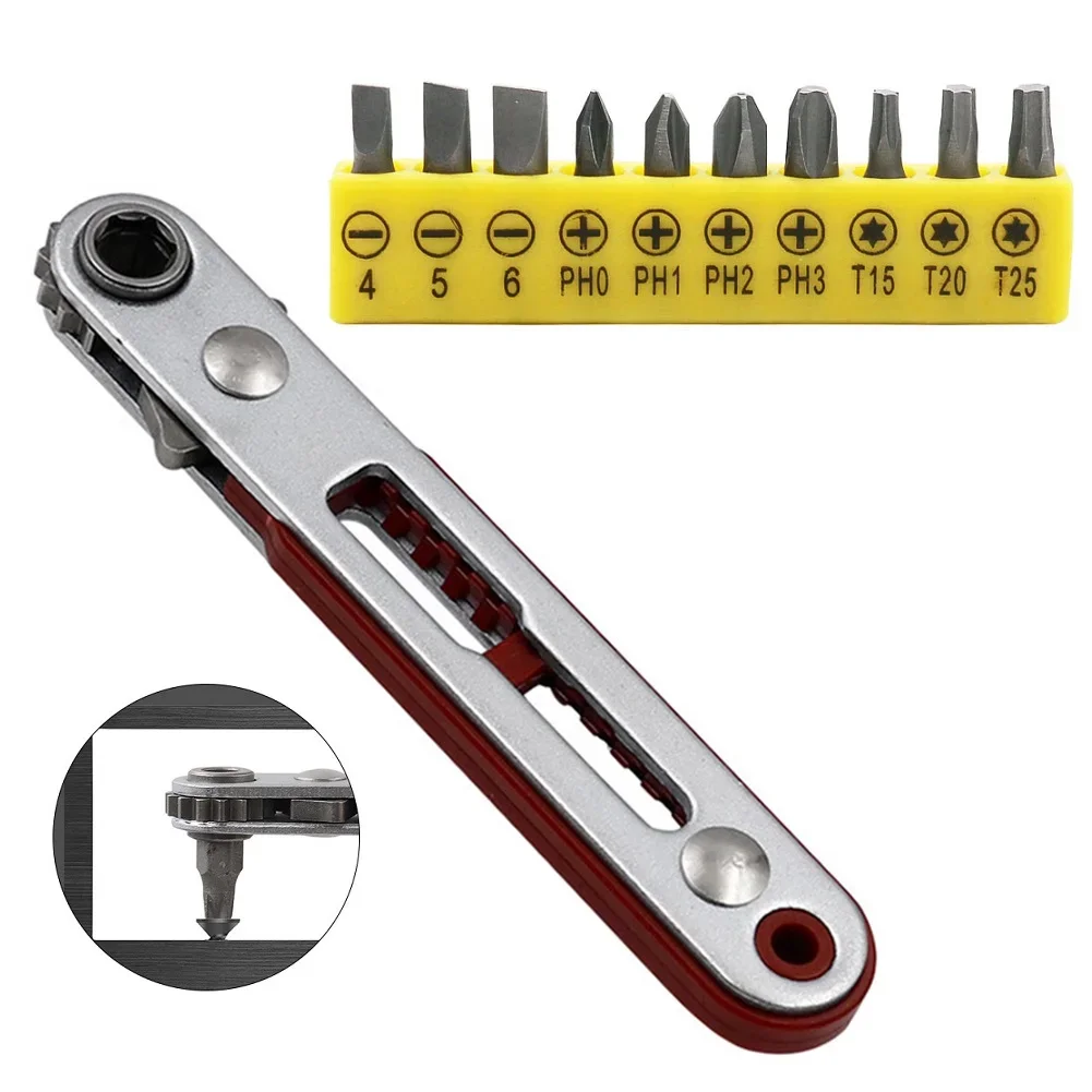 Hand Tools Ratchet Wrench Home 16 Teeth 90 Degree Chrome Vanadium Steel Flat Head Mini Offset Screwdriver Handle