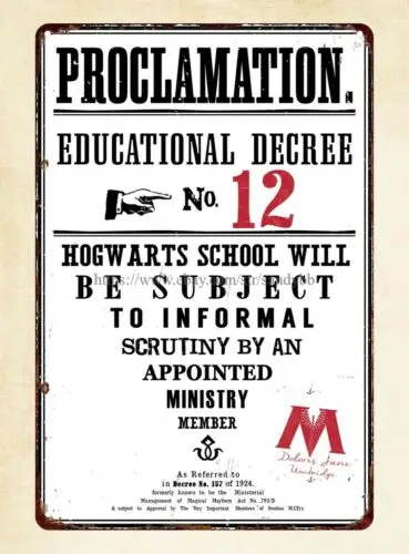 old style sign  Proclamation educational decrees metal tin sign sign