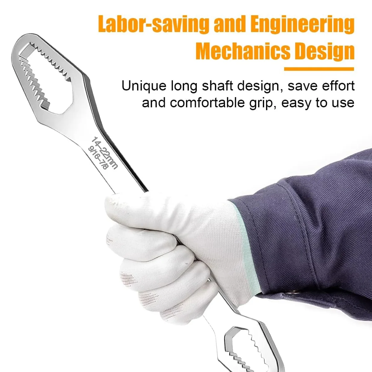 1 قطعة مفتاح ربط فضي متعدد الوظائف مفتاح ربط ذاتي الضبط مفتاح ربط مزدوج الأطراف مناسب لمفتاح ربط الذاتي الجوز 8 مللي متر-22 مللي متر