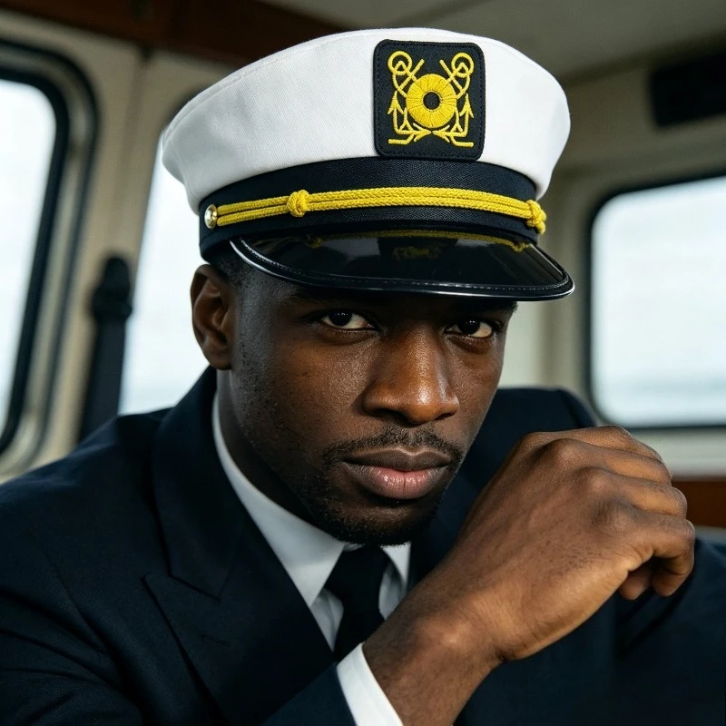 White Sailor Hat Round Boat Rolled Edge Captain's Hat Crew Hat Suitable for Halloween Sailing Costume Props