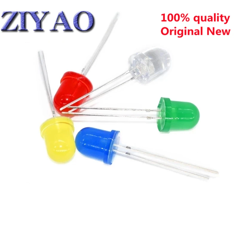 10Pcs F10 10MM LED Emitting Diode Red White Yellow Green Blue 3V DIY PCB Circuit Transparent Diffused Arduino Bulb