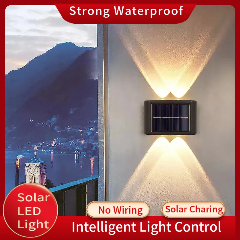 Solar Led Lights Outdoor Wall Lamp Waterproof Up And Down Luminous Hallway  Garden Lighting