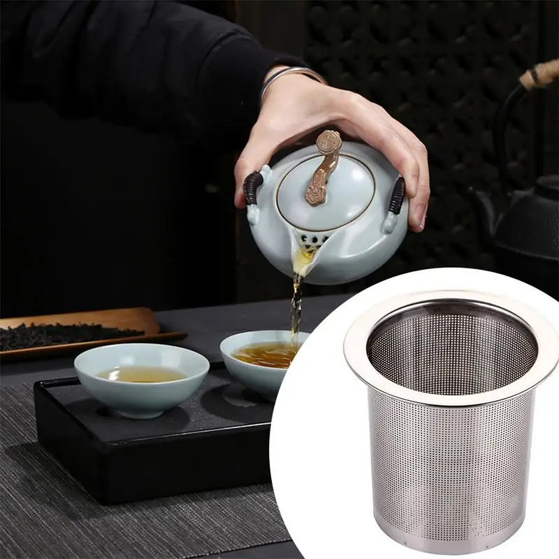 Reusable Stainless Steel Tea Strainer Mesh Compartment Tealeaves SpiceFilter Removable Tea Infuser For Teapot Straining Tool