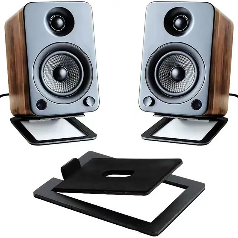 1 قطعة الكربون الصلب سطح المكتب حامل الصوت قاعدة امتصاص الصدمات وتحسين جودة الصوت قوس مكبر الصوت لمكبر صوت الكمبيوتر