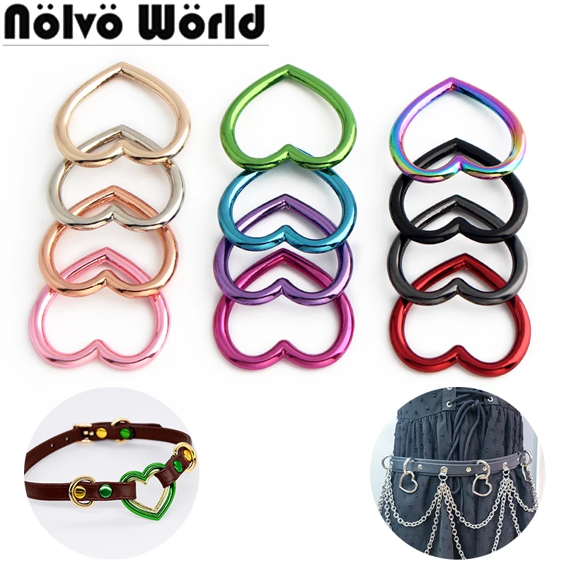 5/30/150PCS Peach Heart Buckle Love Ring For Bags Belt Gothic Choker Necklaces Rock Cool Collar Unisex Thick Round Accessories