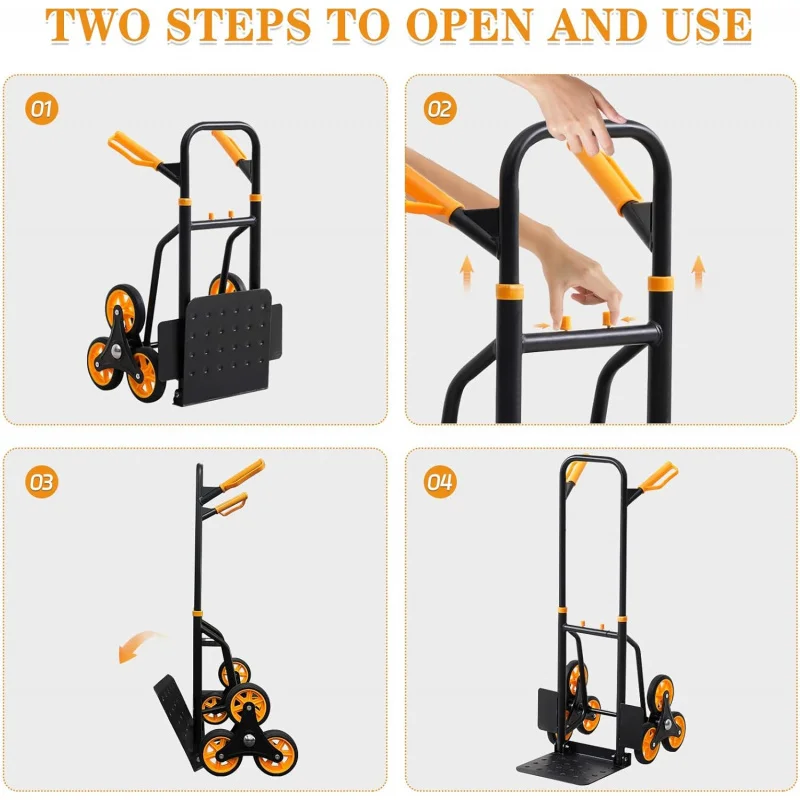 Stair Climber and Dolly,Heavy Duty Hand Truck 400 Pound Capacity,With telescopic handle and 6 A rubber wheel