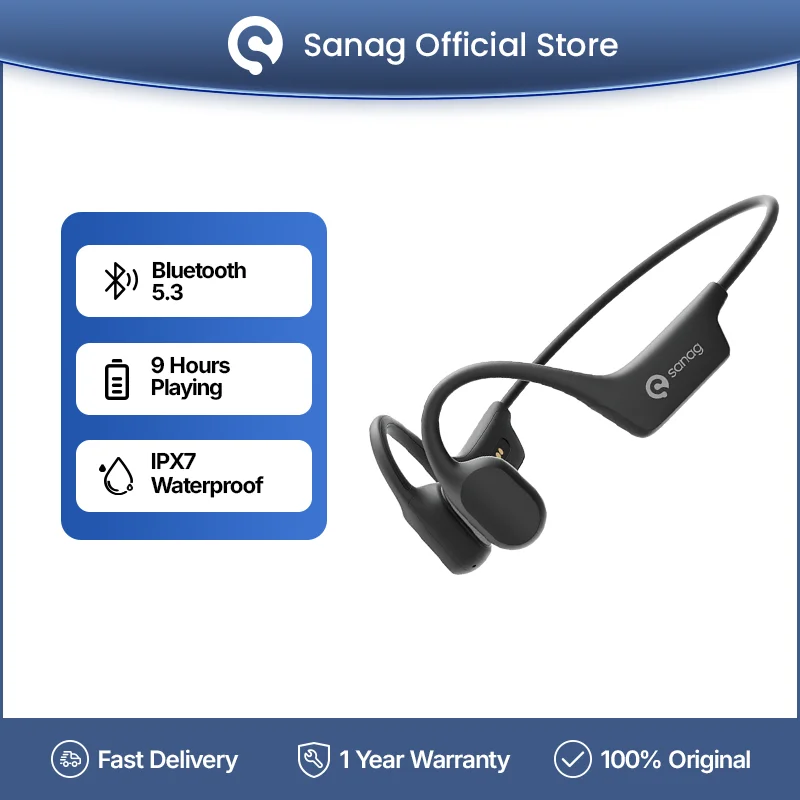 Sanag A30S AirRun Wireless Bluetooth 5.3 Earphone Open Ear Air Conduction 360° Panoramic Sound Headphone IPX7 Waterproof Headset