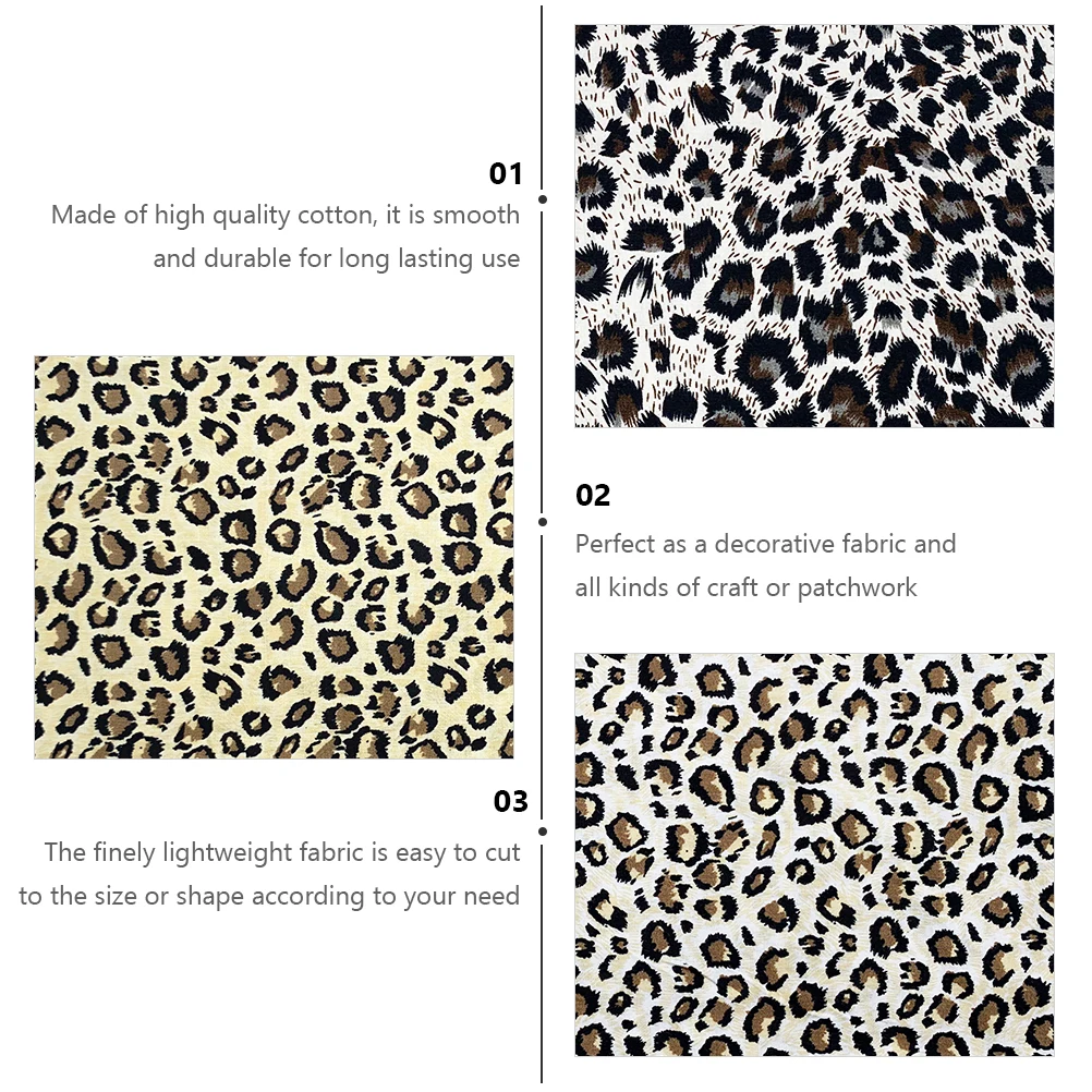 

5pcs Leopard Fabric Cotton Cloth Patchwork Lightweight DIY Material Smooth Durable Leopard Print Vintage Quilt Package