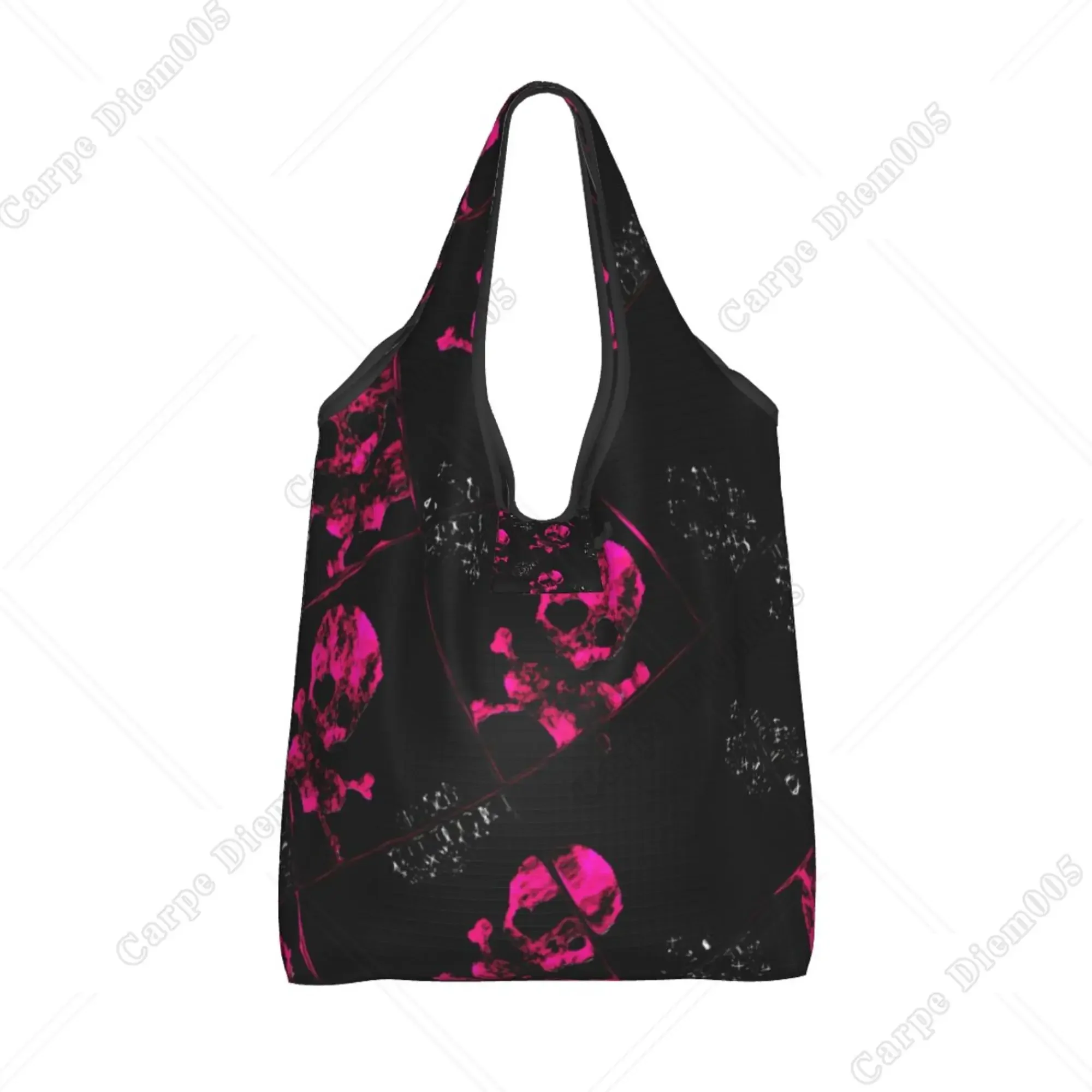 Sac fourre-tout d\'horreur gothique tête de mort pour femme, sac de shopping pliant, sac à cuillère à soupe, rose, violet, travail de shopping,