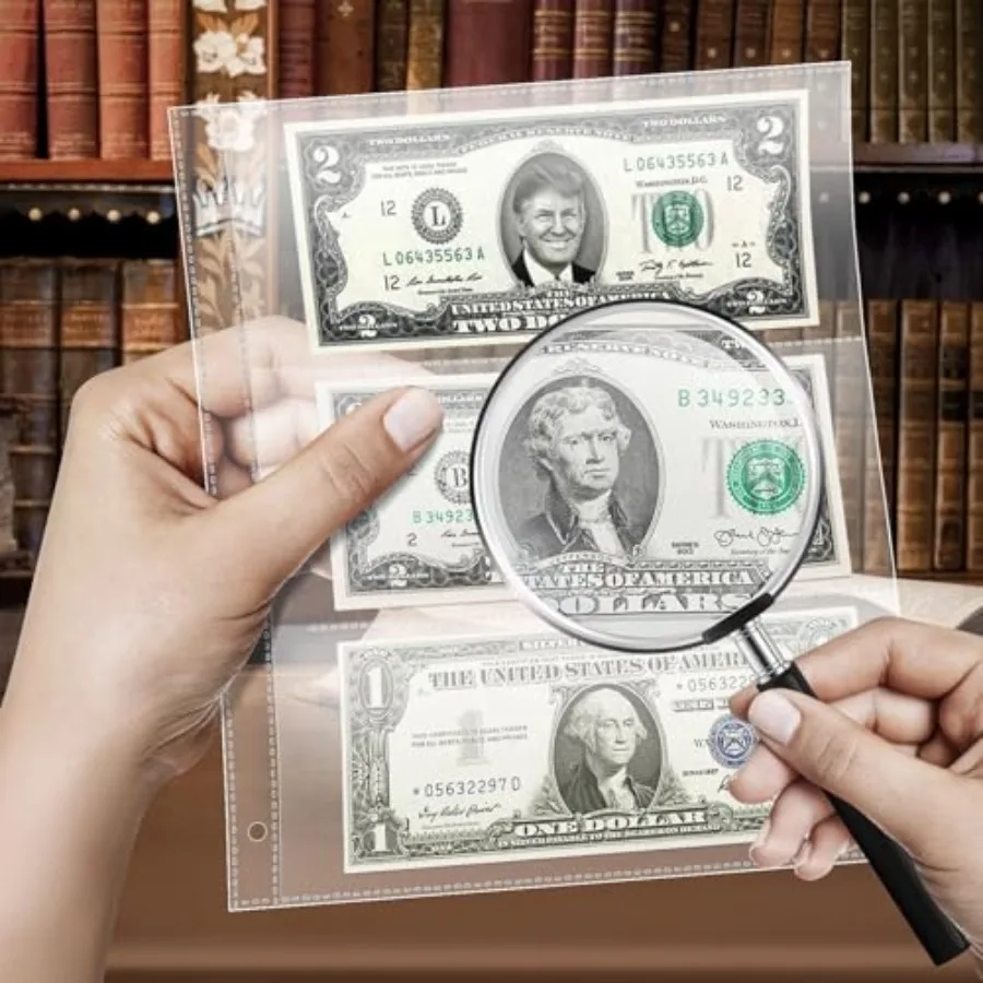 50 حزمة من أكمام الكاري 3 أكمام الأوراق النقدية 8.5 × 11 ورقة حماية لألبوم الأوراق النقدية لحامل الكاري #3