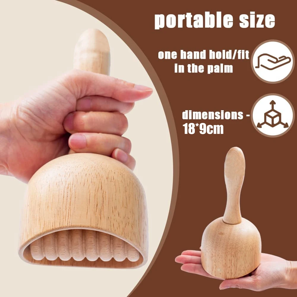 1PCS Wood Therapy Swedish Massage Cup with Roller, Handheld Wooden Massage Cup, Wood Cupping Therapy Massage Tool,Anti-Cellulite