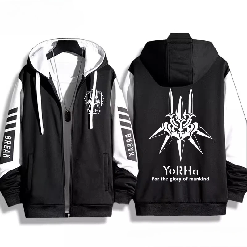 Hot Game NieR Automata 3D Print Zip Up Women/Men Hoodie Sweatshirt 2B YoRHa No. 2 Type B 9S YoRHa No. 9 Type S Cosplay Costume