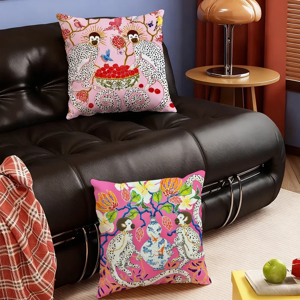 Art P-Paige Gemmel-S Paintings Monkeys cushion cover Soft Smooth Pillow Case Hidden Zipper Washable Decorative Couch Office Gift
