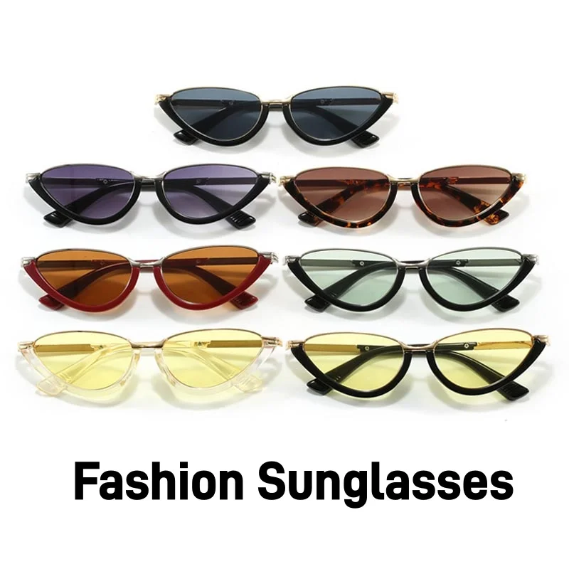 

Triangle Cat Eye Frame Sunglasses Women Fashion Luxury Brand Half Frame Sun Glasses Small Metal Frame Outdoor UV400 Eyeglasses