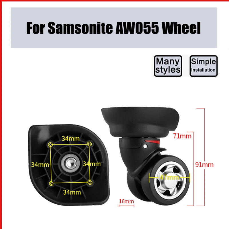 

Suitable For Samsonite AW055 Universal Wheel Replacement Suitcase Smooth Silent Shock Absorbing Wheel Accessories Wheels Casters