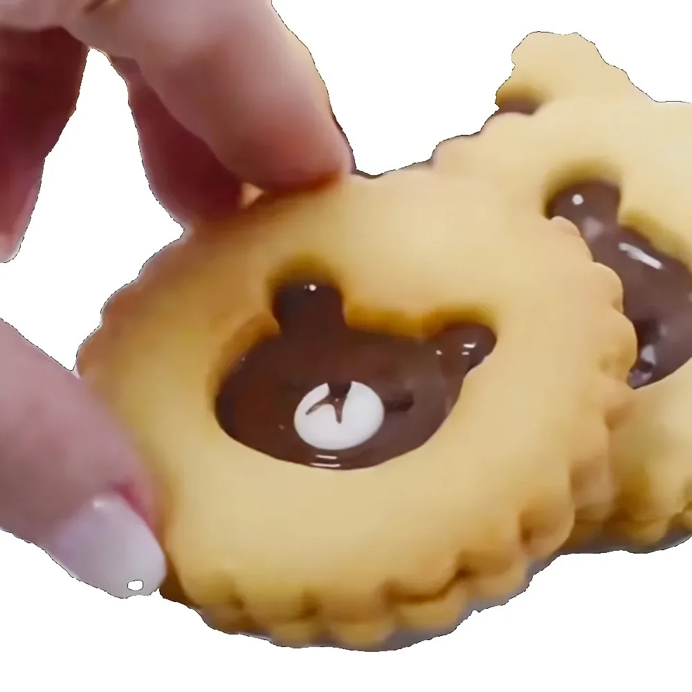 Bear Jam Sandwich Cookie Cutter 3D Pressable Fondant Stamp  Teddy Bear Biscuit Mold for Baking & Cake Decoration Supplies - view 6
