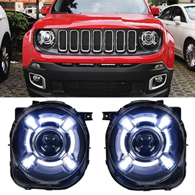 

For Jeep Renegade 2015-2019 Black Xenon HID Headlight Assemblies Dual Beam with DRL High Low Beam Turn Signal Headlamp Accessory