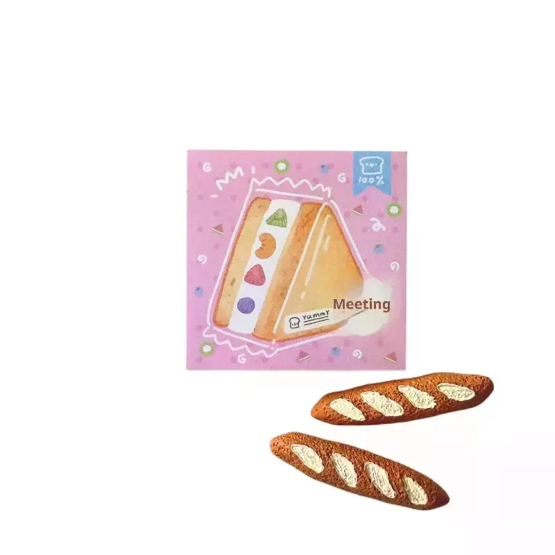 3Pcs Cute Cartoon Food Series Memo Sticker Message Paper DIY Non Sticky Message Notes Handmade Materials Scrapbook Decoration