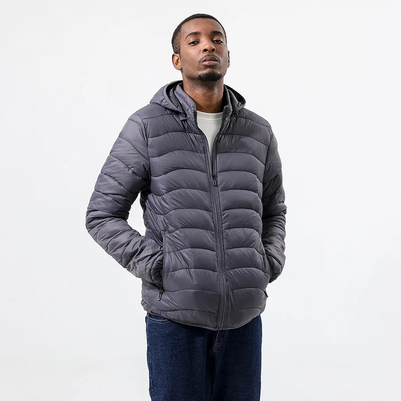 

Autumn Fashion Brand Lightweight Duck Down Jacket Mens Korean Streetwear Feather Coat Hooded Down Jacket Warm Men Clothes