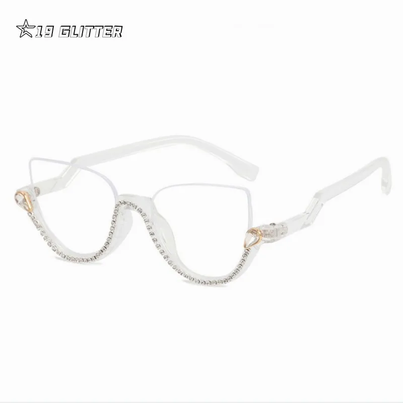 New Retro Anti Blue Light Cat Eye Glasses For Women With Diamond Fashion General Optics Clear Lens Reading Female Trending Eyegl