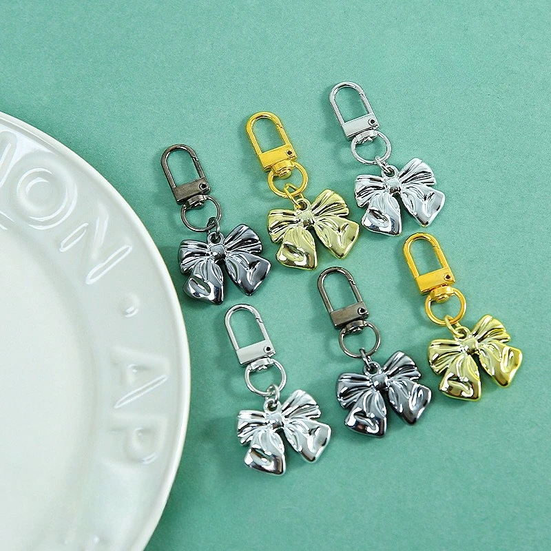 20pcs Simple Electroplated Bow Tie Door Buckle Keyring Pendant Craft DIY Fuse Bead Component