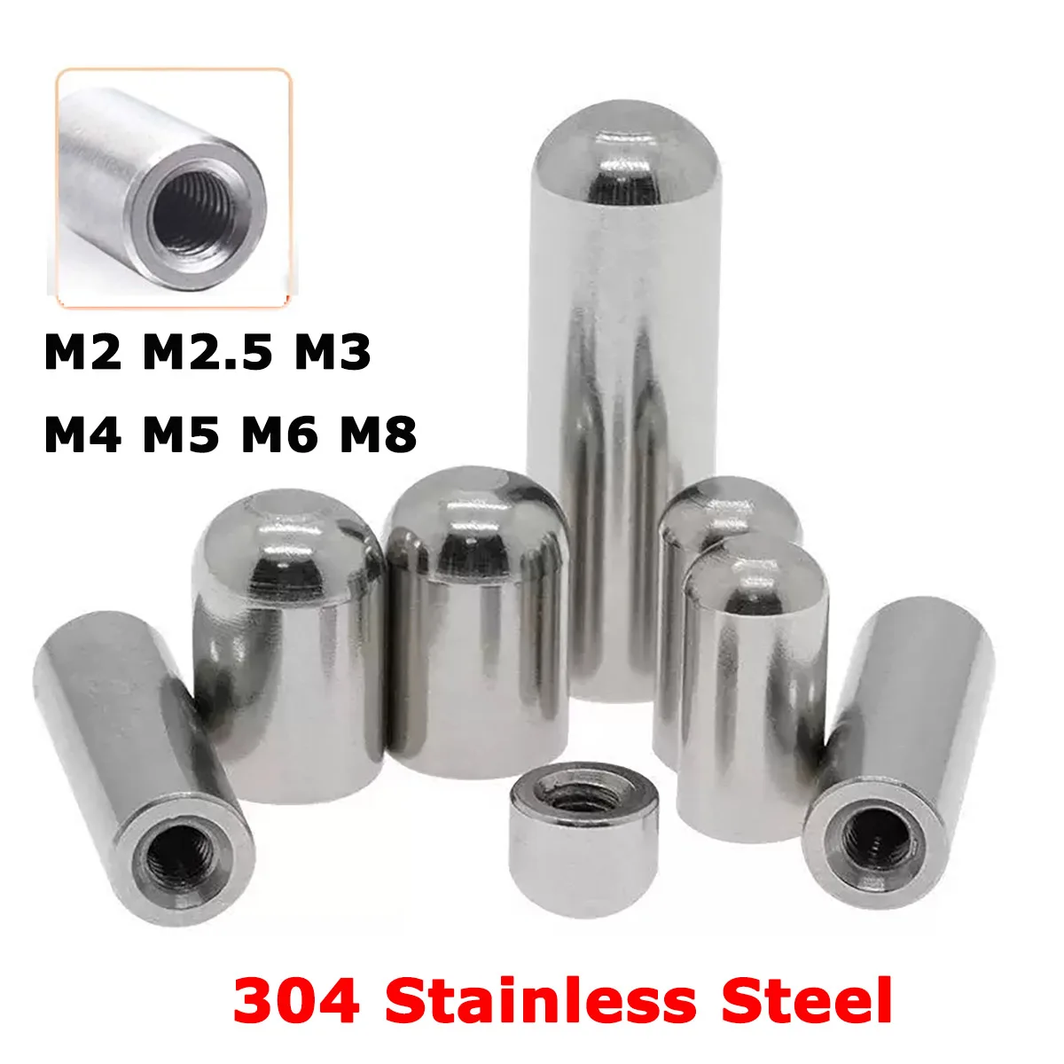 

304 Stainless Steel M2 M2.5 M3 M4 M5 M6 M8 Internal Thread Round Head Cylindrical Pin Hollow Internal Tooth Hole Positioning Pin