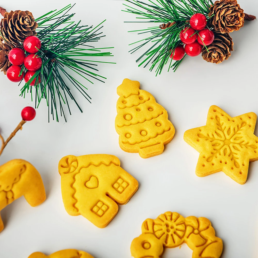 Cortadores de galletas de dibujos animados de Navidad, herramientas y accesorios de panadería DIY, cortadores de estampcookie